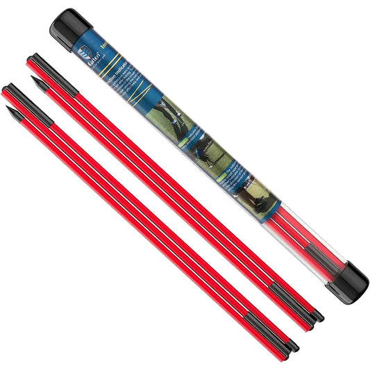 CAITON Golf Alignment Sticks 2 Sets - 48inch Alignment Practice Rods Foldable for Easy Portability Golf Training Aids to Improve Golf Swing Putting Posture with Storage Tube (Three-stage Red)